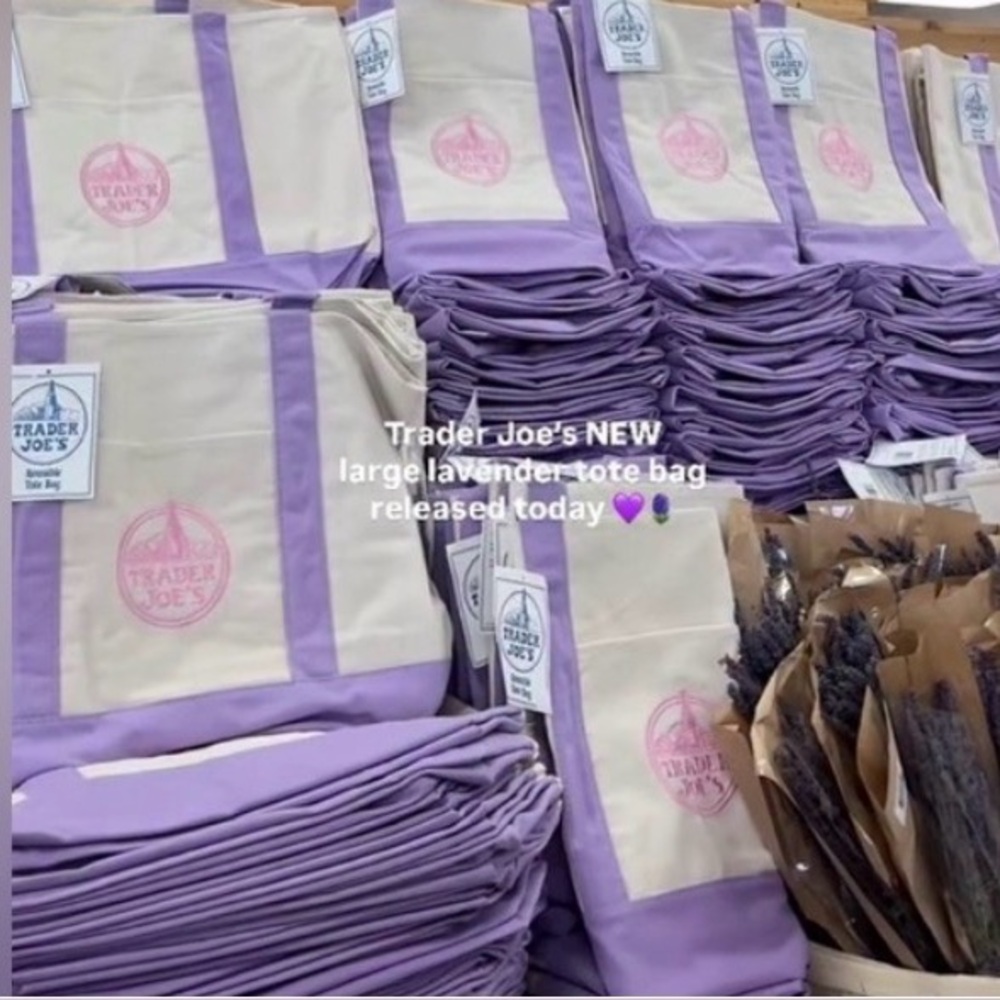 Trader Joe's Lavender Canvas Tote Bag